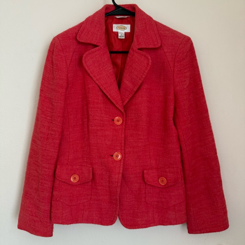 Talbots Red Tweed Blazer Jacket